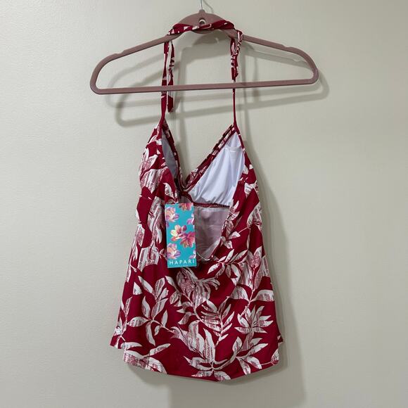 Hapari NWT Women Sz Medium Mykanos Red Twist Halter Tankini Swim Suit Top Beach - Picture 5 of 5